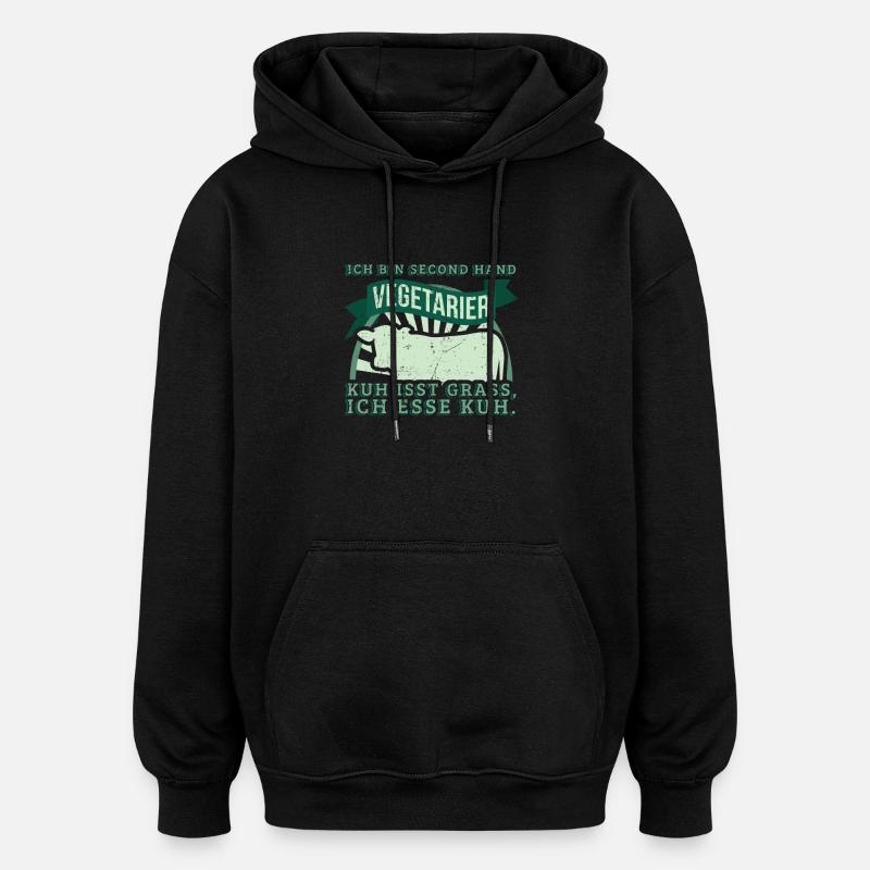 Second Hand Vegetarier - Oversized Unisex Hoodie - Schwarz