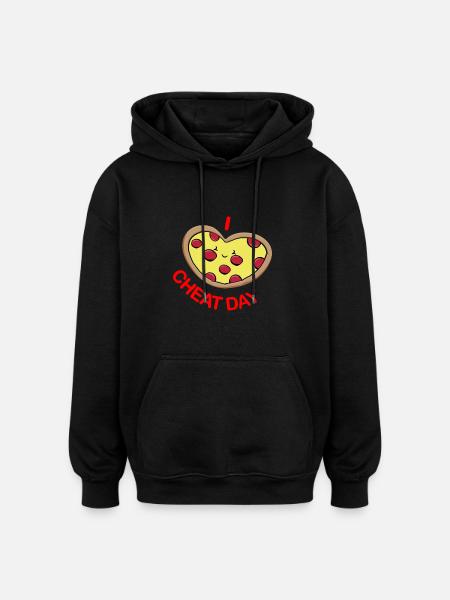 Cheat day pizza - Oversized Unisex Hoodie - black