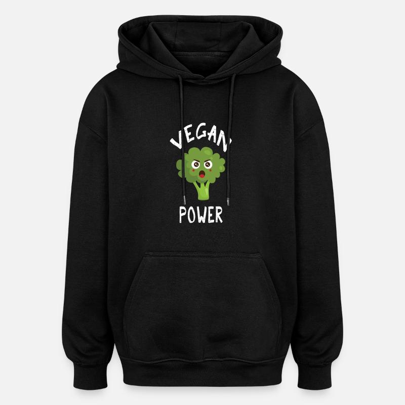 Chemise de puissance végétalienne - Sweat à capuche oversize unisexe - noir