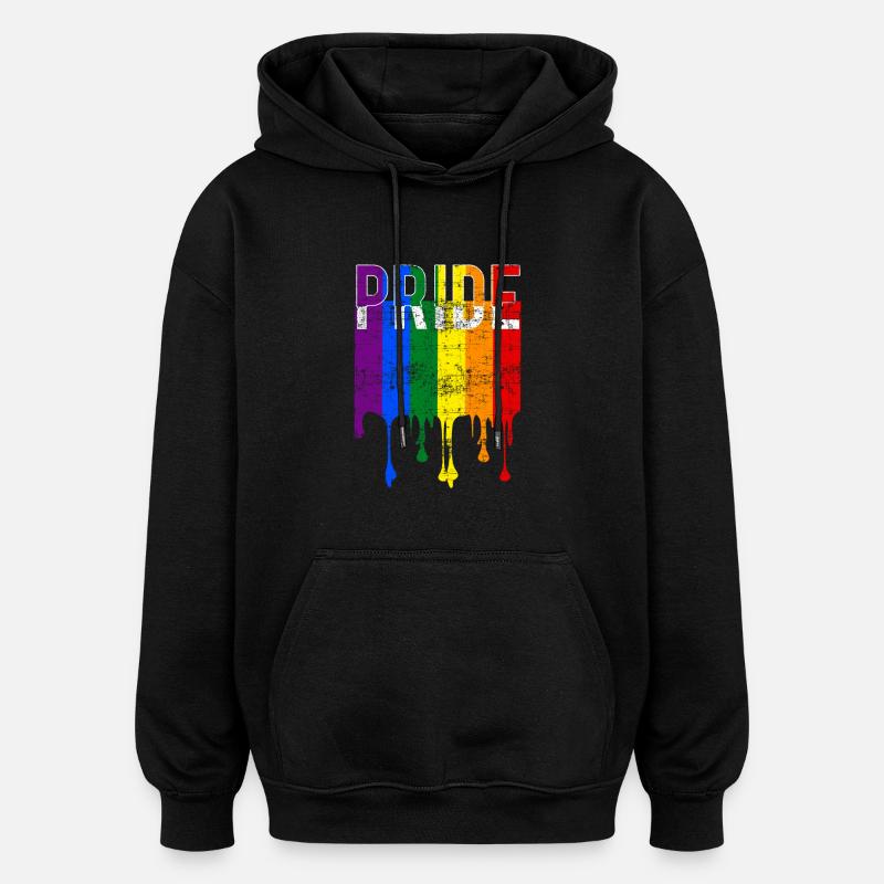 Bannière de gay pride - Sweat à capuche oversize unisexe - noir