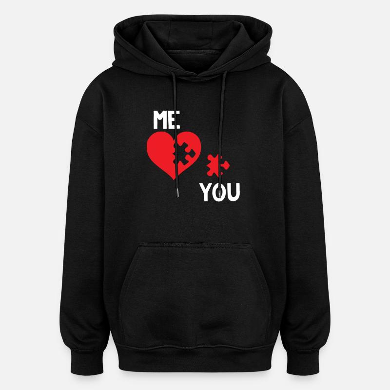 Puzzle - Puzzle - Puzzles - Coeur - Sweat à capuche oversize unisexe - noir