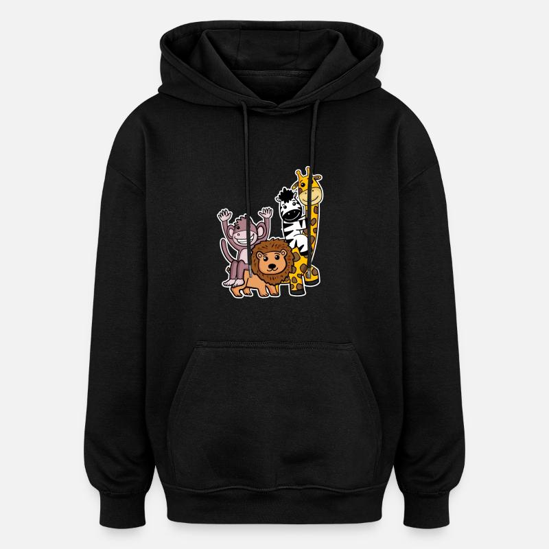 Des animaux mignons - Sweat à capuche oversize unisexe - noir