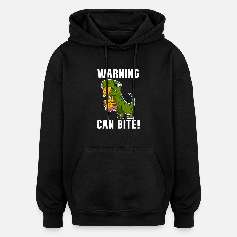 Dinosaurs with pizza - Oversized Unisex Hoodie - black