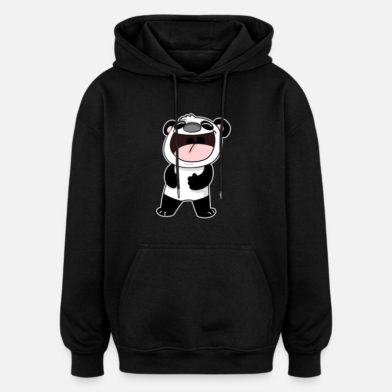Doux panda riant - Sweat à capuche oversize unisexe - noir