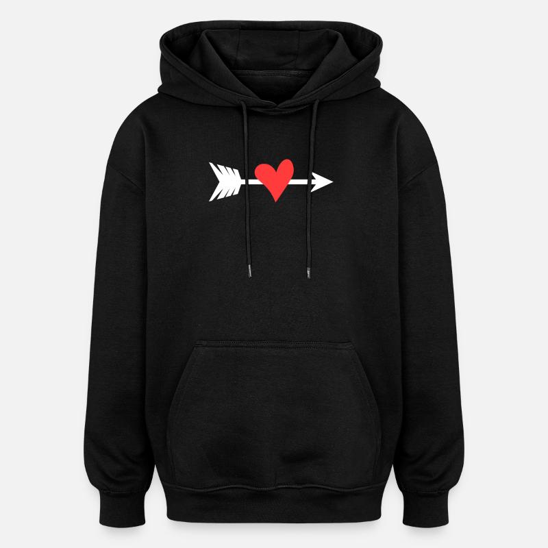 Herz Pfeil - Oversized Unisex Hoodie - Schwarz