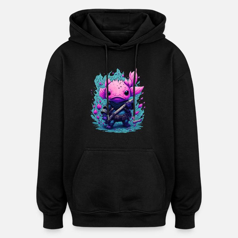 Axolotl - Sweat à capuche oversize unisexe - noir