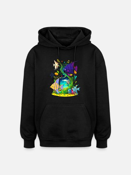 Angelfish - Oversized Unisex Hoodie - black
