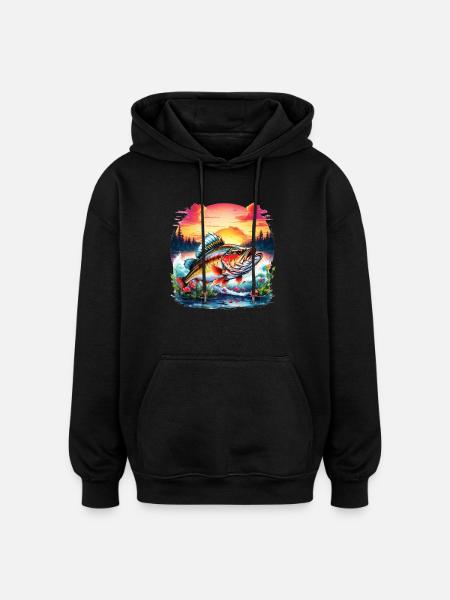 Bass Fish - Oversized Unisex Hoodie - black