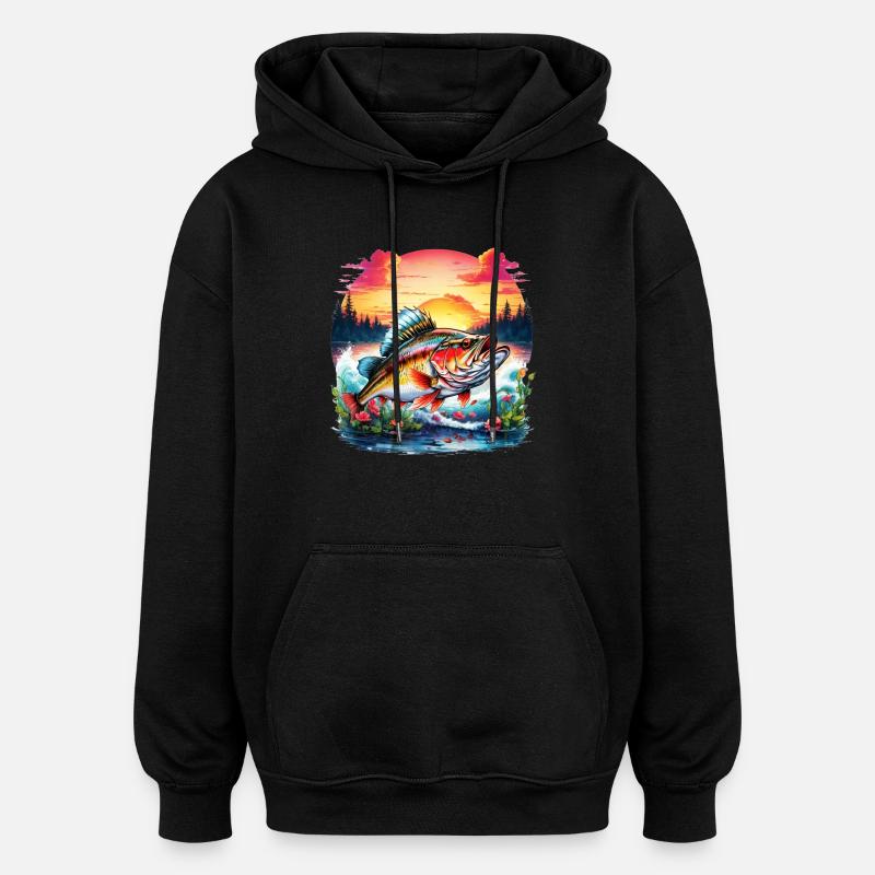 Poisson bar - Sweat à capuche oversize unisexe - noir