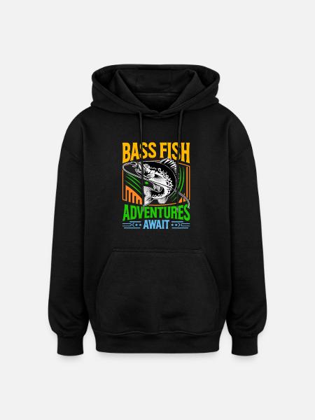 Bass Fish Adventures await - Oversized Unisex Hoodie - black