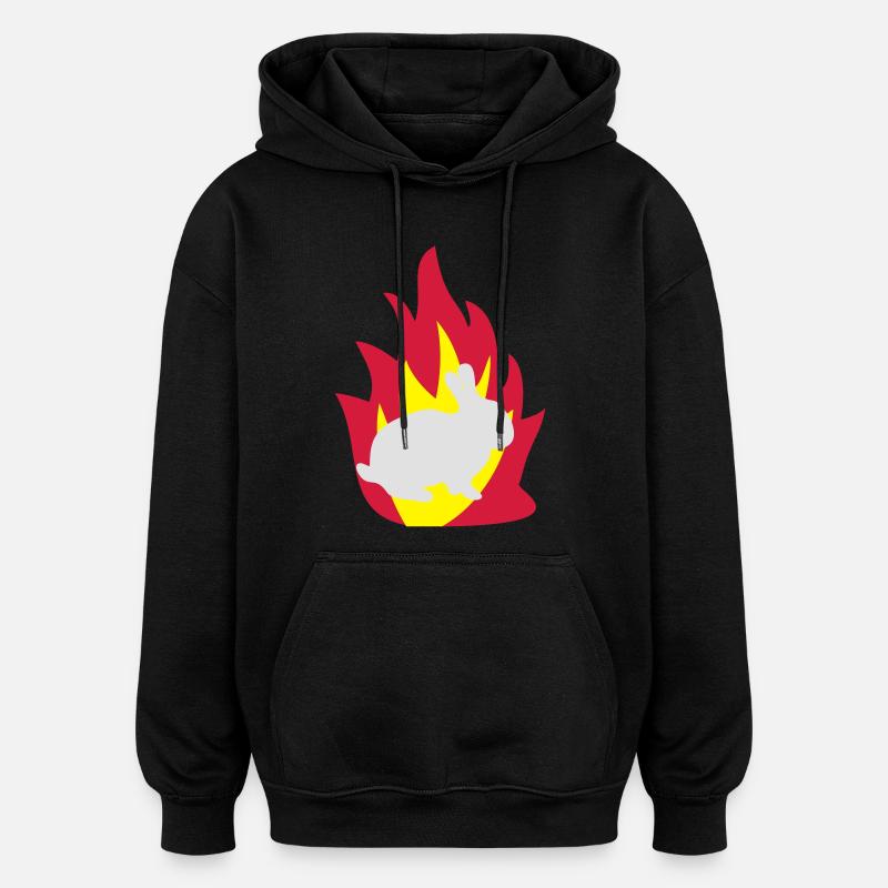 Lapin dans le feu - Sweat à capuche oversize unisexe - noir
