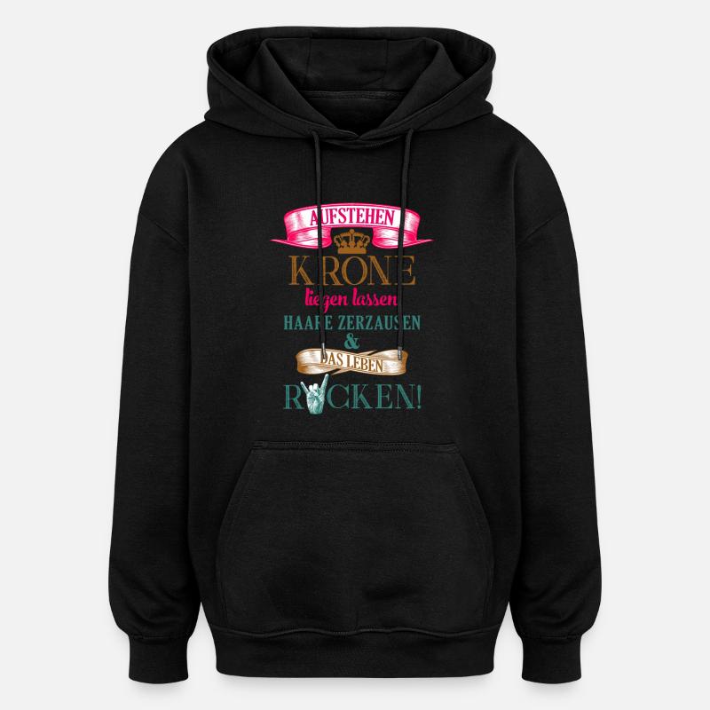 DAS LEBEN ROCKEN - Oversized Unisex Hoodie - Schwarz