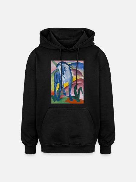 Franz Marc: Blaues Pferd I - Oversized Unisex Hoodie - Schwarz