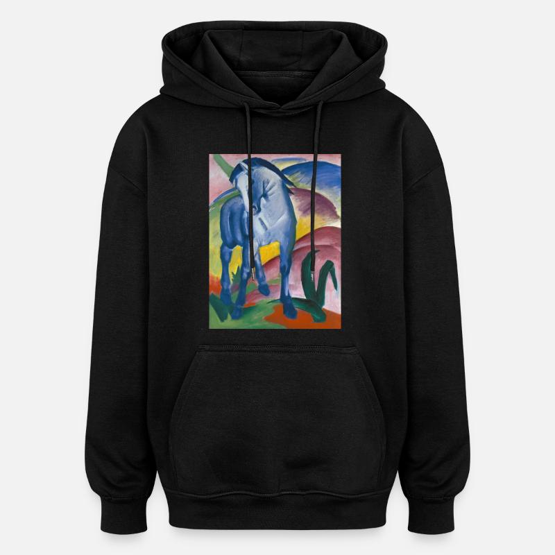 Franz Marc: Blaues Pferd I - Oversized Unisex Hoodie - Schwarz