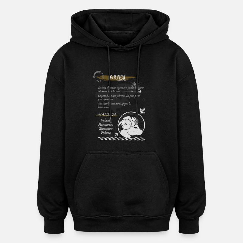 ARIES SIGNER - Sweat à capuche oversize unisexe - noir