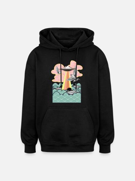 Flamingo - Oversized Unisex Hoodie - black