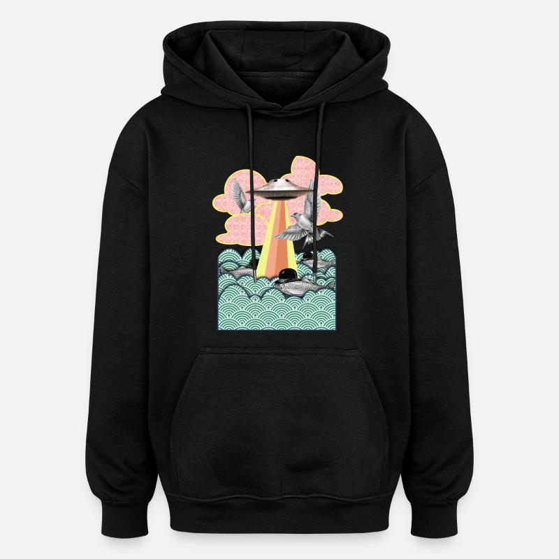 Flamingo - Sweat à capuche oversize unisexe - noir