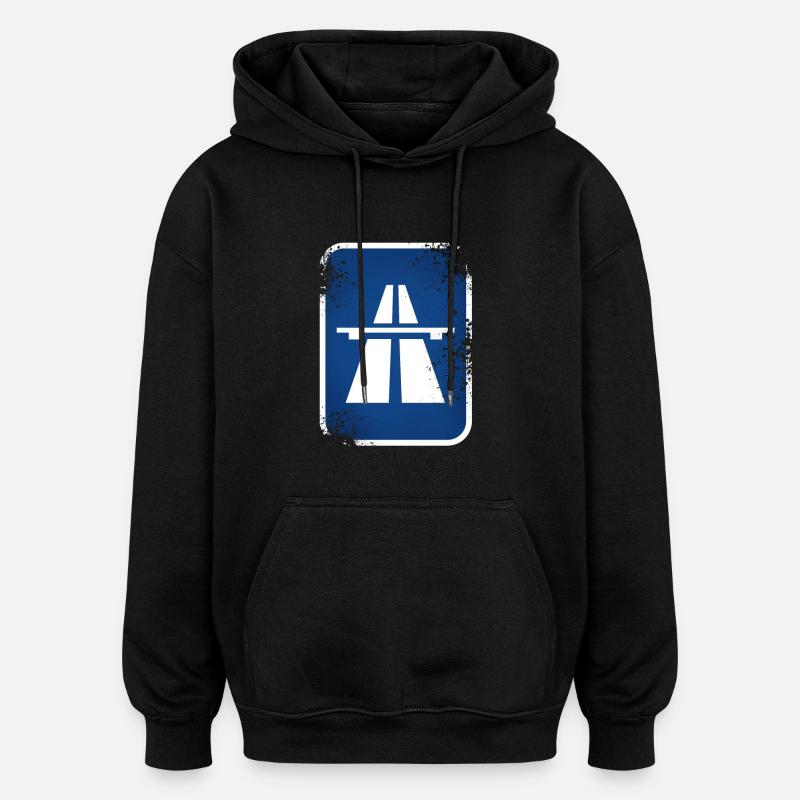 HIGHWAY - Oversized Unisex Hoodie - black