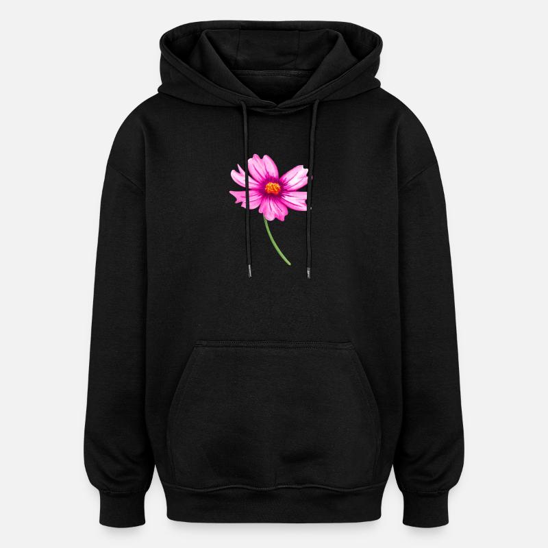 Blume - Oversized Unisex Hoodie - Schwarz