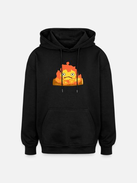 Calcifer - Sweat à capuche oversize unisexe - noir