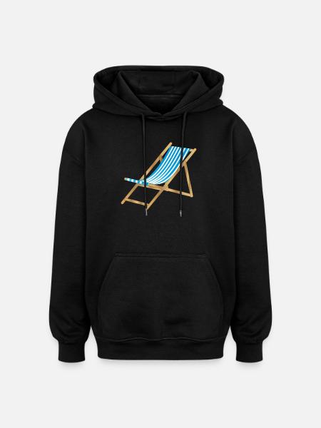 blue white striped maritime deckchair - Oversized Unisex Hoodie - black