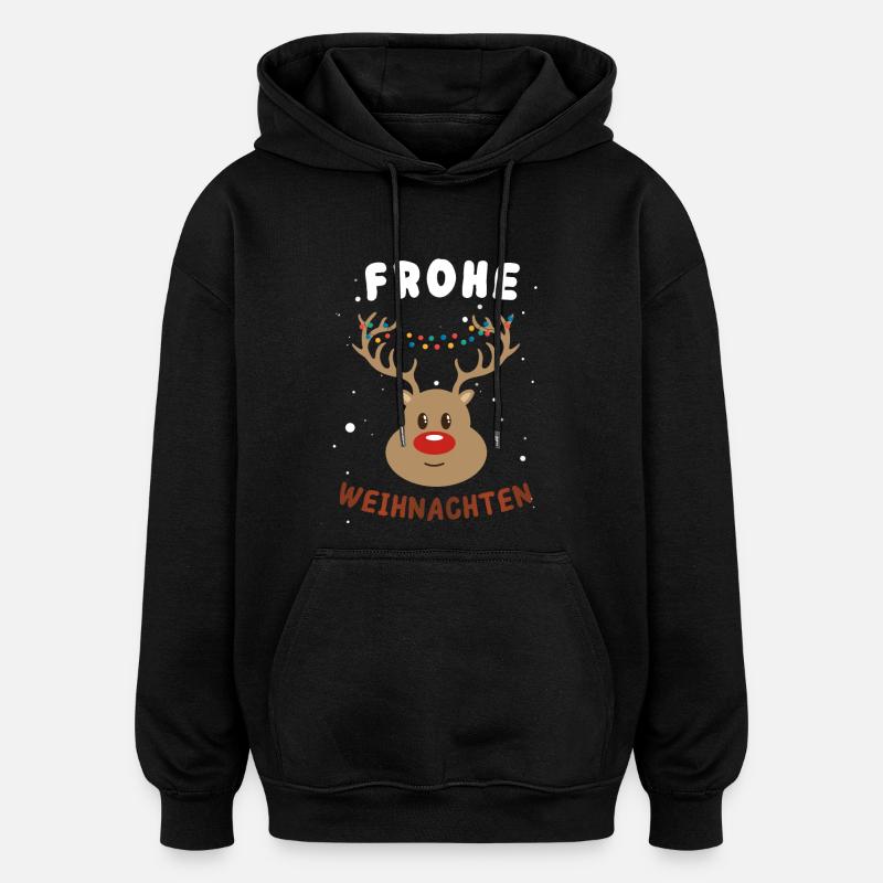 Festlicher Rudolf Rentier Weihnachtspullover - Oversized Unisex Hoodie - Schwarz