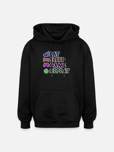 Eat Sleep Game Repeat - Oversized Unisex Hoodie - Schwarz
