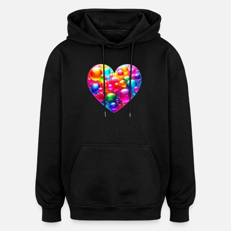Buntes Herz - Oversized Unisex Hoodie - Schwarz