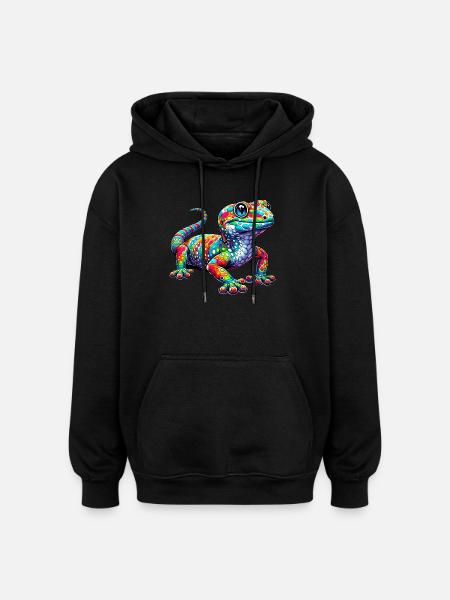 Gecko - Sweat à capuche oversize unisexe - noir