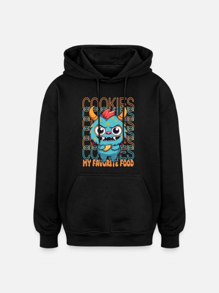 Sweet Biscuit Monster - Oversized Unisex Hoodie - black