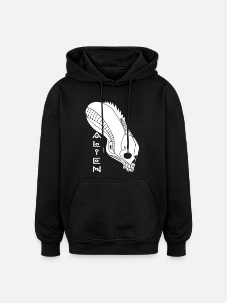 White Alien Skull - Oversized Unisex Hoodie - black