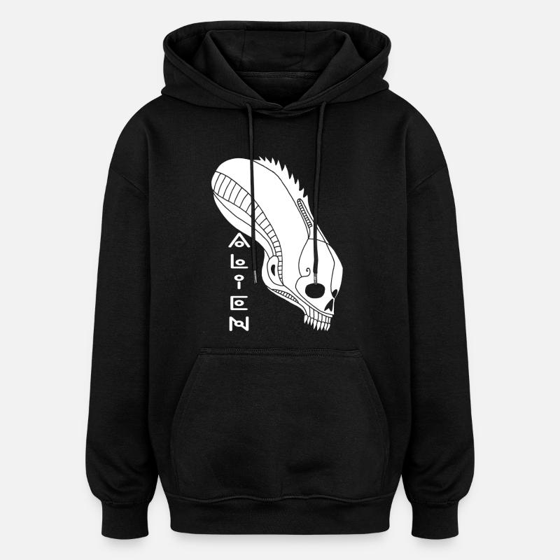 Weißer Alien-Schädel - Oversized Unisex Hoodie - Schwarz