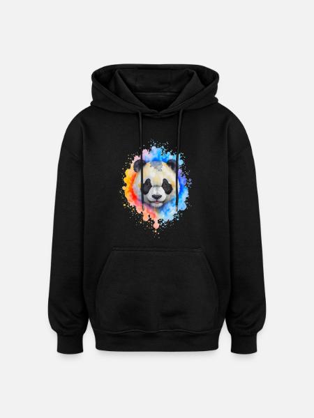 Wasserfarben Panda Splash - Oversized Unisex Hoodie - Schwarz