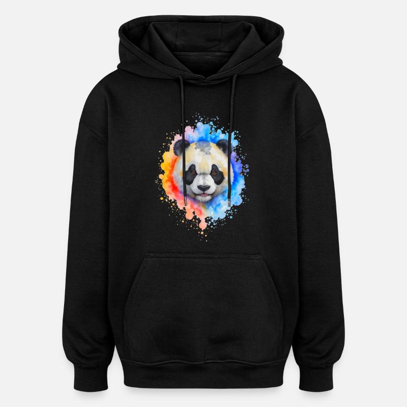 Wasserfarben Panda Splash - Oversized Unisex Hoodie - Schwarz