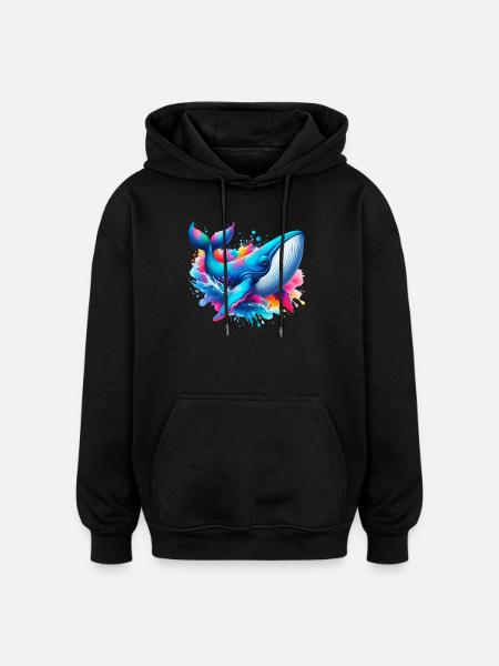 Wal - Oversized Unisex Hoodie - Schwarz