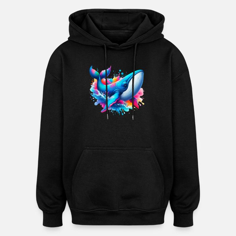 Wal - Oversized Unisex Hoodie - Schwarz