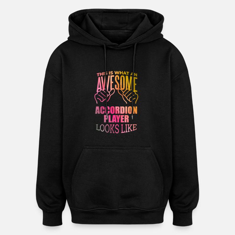 accordéon - Sweat à capuche oversize unisexe - noir