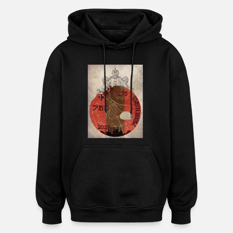 Design de chemise Amsterdam 750 - Sweat à capuche oversize unisexe - noir
