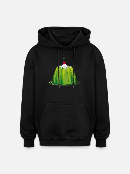 Grønn gelé – stilisert retrodessert - Oversized unisex-hettegenser - svart
