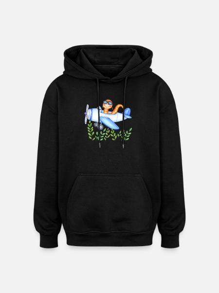 Regenwurm-Pilot rettet die Welt - Oversized Unisex Hoodie - Schwarz