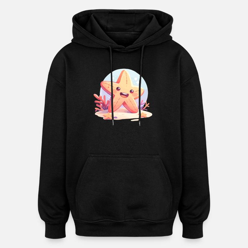 Étoile de mer Étoile de mer - Sweat à capuche oversize unisexe - noir