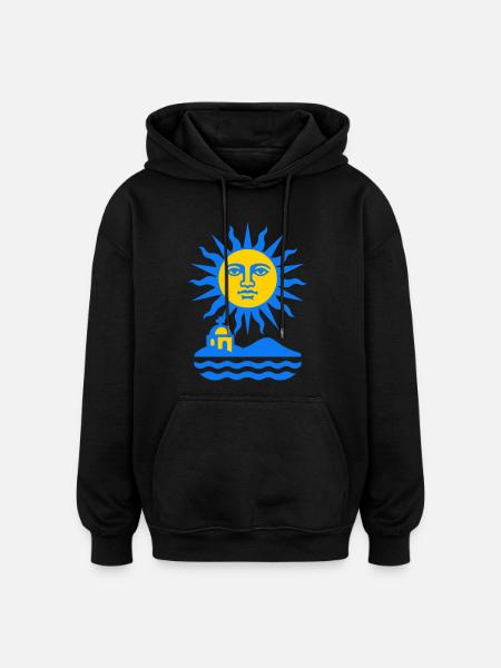 Grèce Sun Art - Sweat à capuche oversize unisexe - noir