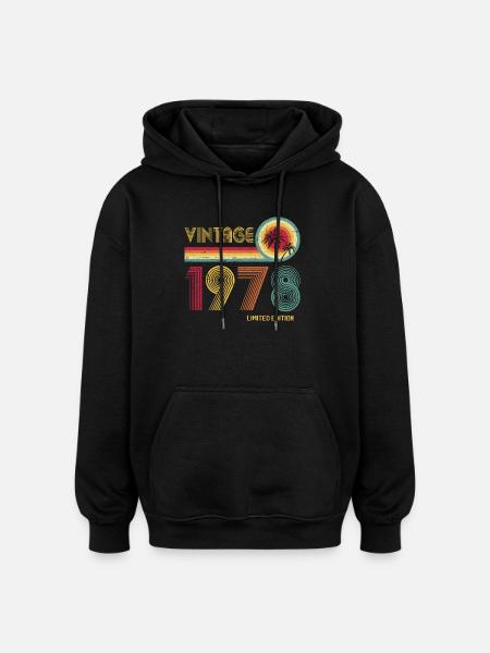 Millésime 1978 Sunburst Rétro - Sweat à capuche oversize unisexe - noir
