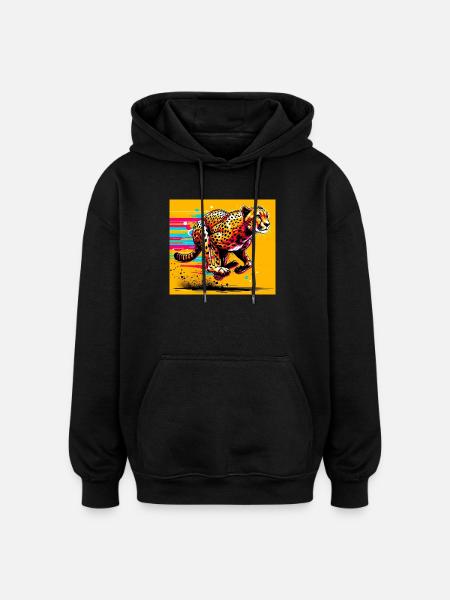 guépard - Sweat à capuche oversize unisexe - noir