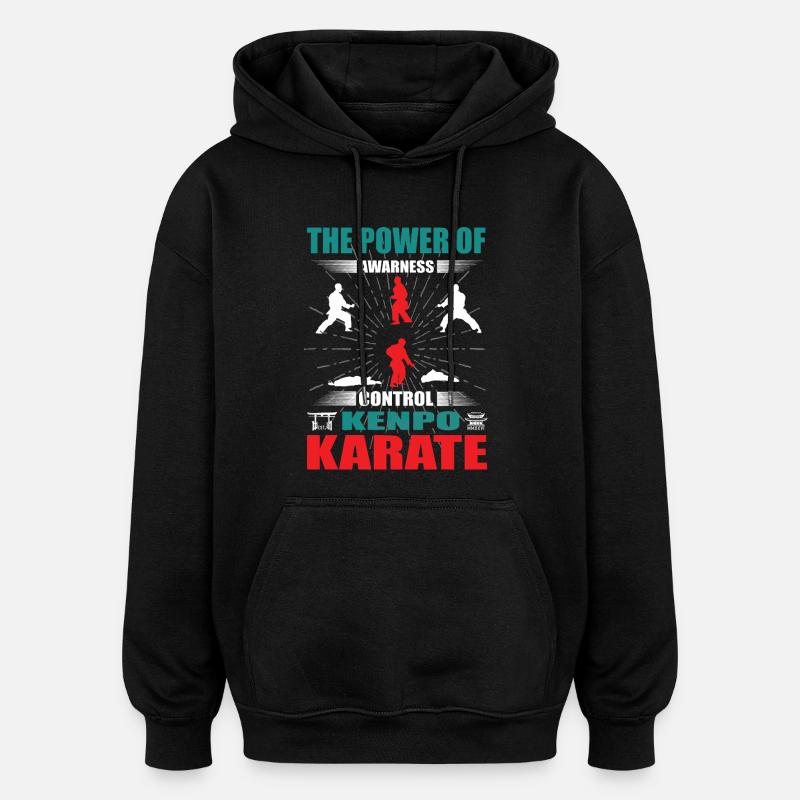 Kenpo Karaté Zanshin Design - Sweat à capuche oversize unisexe - noir