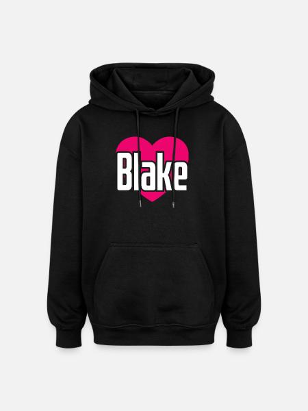 J’aime Blake Coeur rose J’aime Blake - Sweat à capuche oversize unisexe - noir