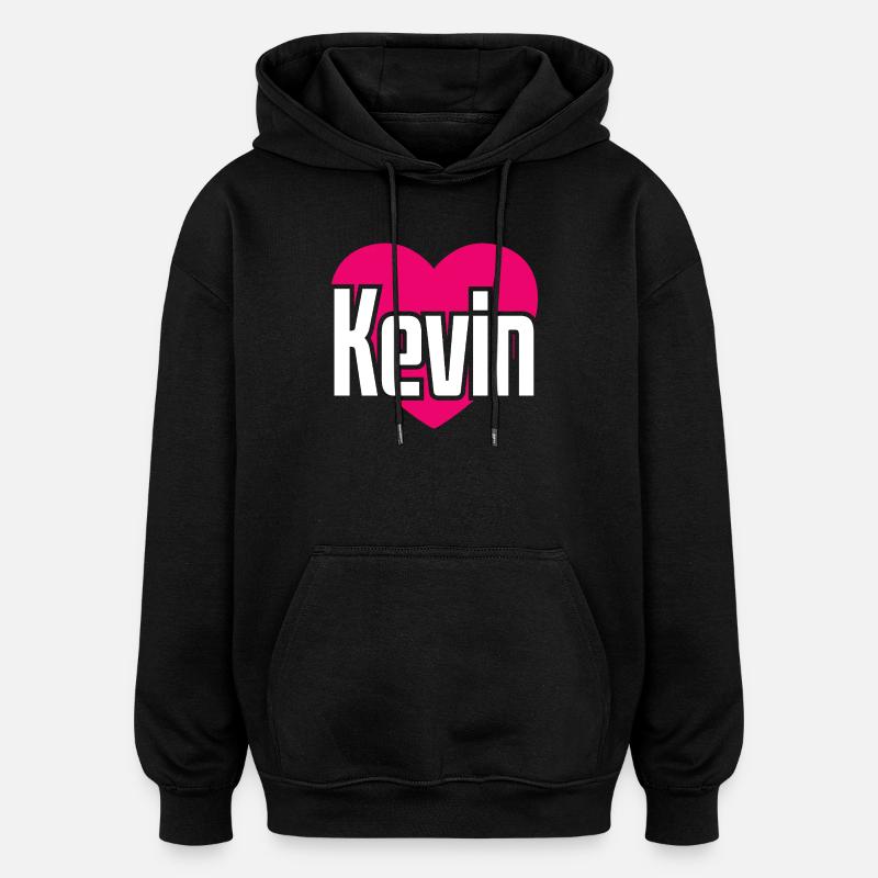 J’aime Kevin Pink Heart J’aime Kevin - Sweat à capuche oversize unisexe - noir