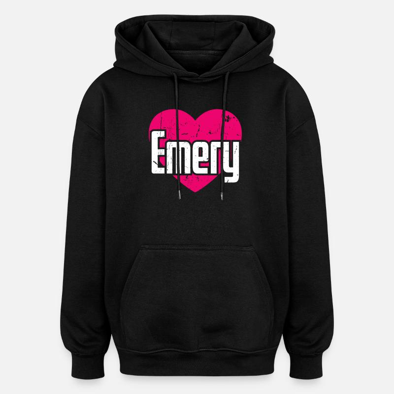 J’aime Emery Pink Heart J’aime Emery - Sweat à capuche oversize unisexe - noir