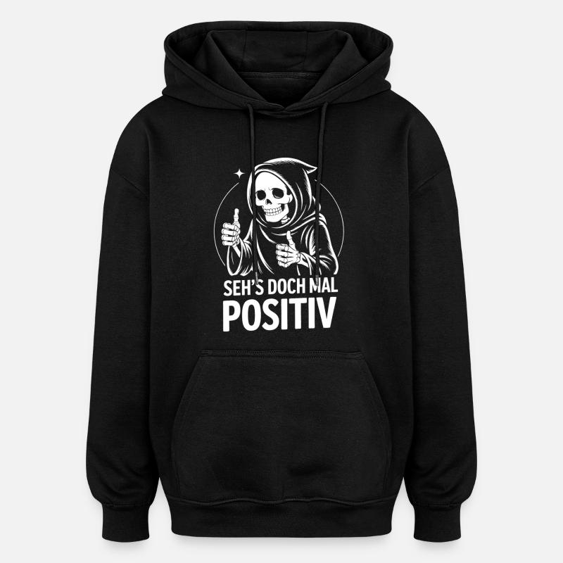 Regarde ça positivement, Faucheuse - Sweat à capuche oversize unisexe - noir