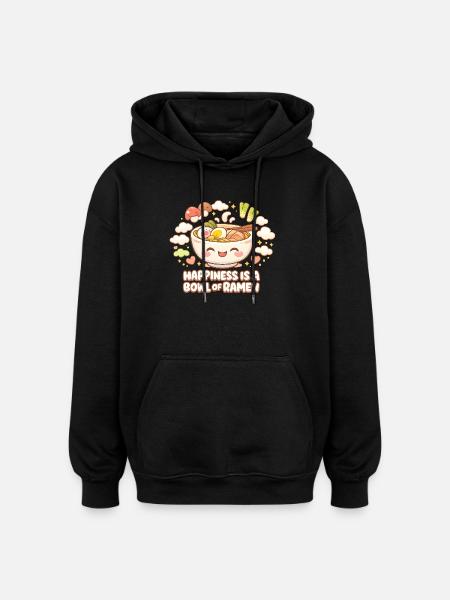 Kawaii Ramen Bowl - Oversized Unisex Hoodie - black